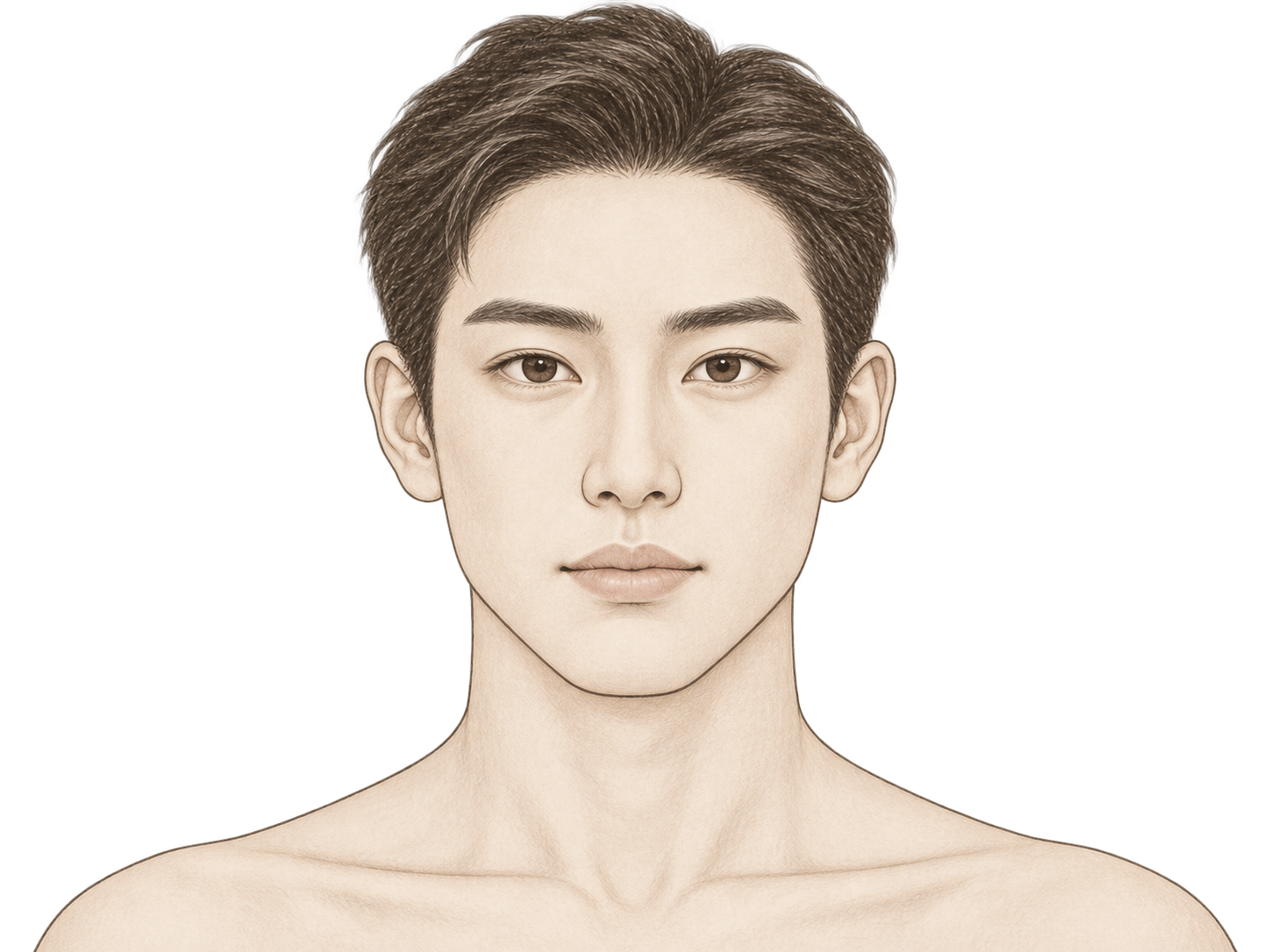 印堂面部正面定位底图